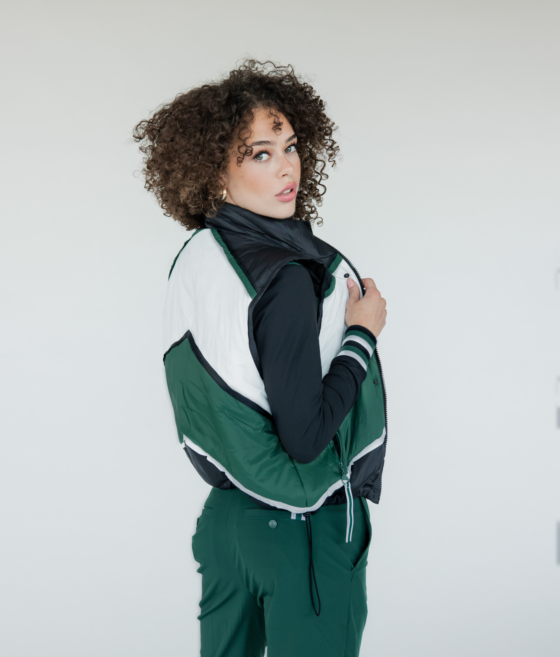 Jackie Moon Vest - Chevron Green – foreall.com
