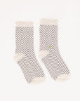 Maude Ruffle Sock - Black/White Chevron