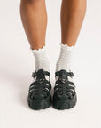 Maude Ruffle Sock - Black/White Chevron