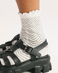 Maude Ruffle Sock - Black/White Chevron