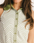 Barbie Top - Putting Green/White Chevron