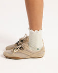 Maude Ruffle Sock - Putting Green/White Chevron