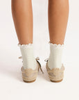 Maude Ruffle Sock - Putting Green/White Chevron