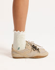 Maude Ruffle Sock - Putting Green/White Chevron