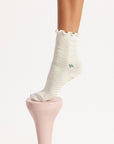 Maude Ruffle Sock - Putting Green/White Chevron