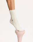 Maude Ruffle Sock - Putting Green/White Chevron