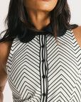 Barbie Top - White/Black Chevron