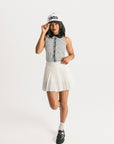 Barbie Top - White/Black Chevron