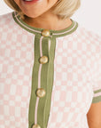 Confidence Cardigan - Pink/White Checkered