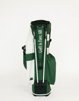 Green and white golf bag with 'GOLF IS FORE ALL' branding on a white background