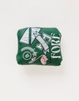 Green Mandy Mallet Cover with white text and designs on a white background