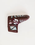 Merlot Fore All golf club head cover with decorative patterns on a white background