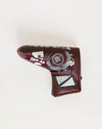 Merlot Fore All golf club head cover with decorative patterns on a white background