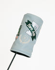 Smoke blue Kai golf club head cover with a logo on a white background
