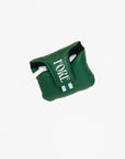 Green Mandy Mallet Cover with white text and designs on a white background