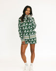 Flora Knit Jacket - Green Flamingo