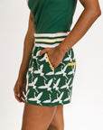 Flora Shorts - Green Flamingo