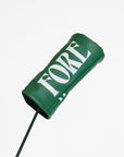 Green Kai driver golf club head cover with branding on a white background
