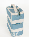 Blue and white striped shoe bag with 'FORE' text on a white background