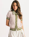 Confidence Cardigan - Pink/White Checkered