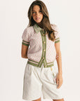 Confidence Cardigan - Pink/White Checkered