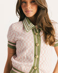 Confidence Cardigan - Pink/White Checkered