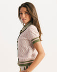 Confidence Cardigan - Pink/White Checkered