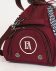 Boston Bag with a unique retro pattern on a white background