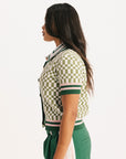 Confidence Cardigan - Putting Green/White Checkered