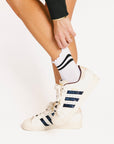 Maude Ruffle Top Socks - Black Stripe