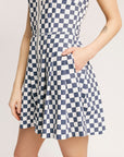 Erin Dress - Indigo/White Checkered