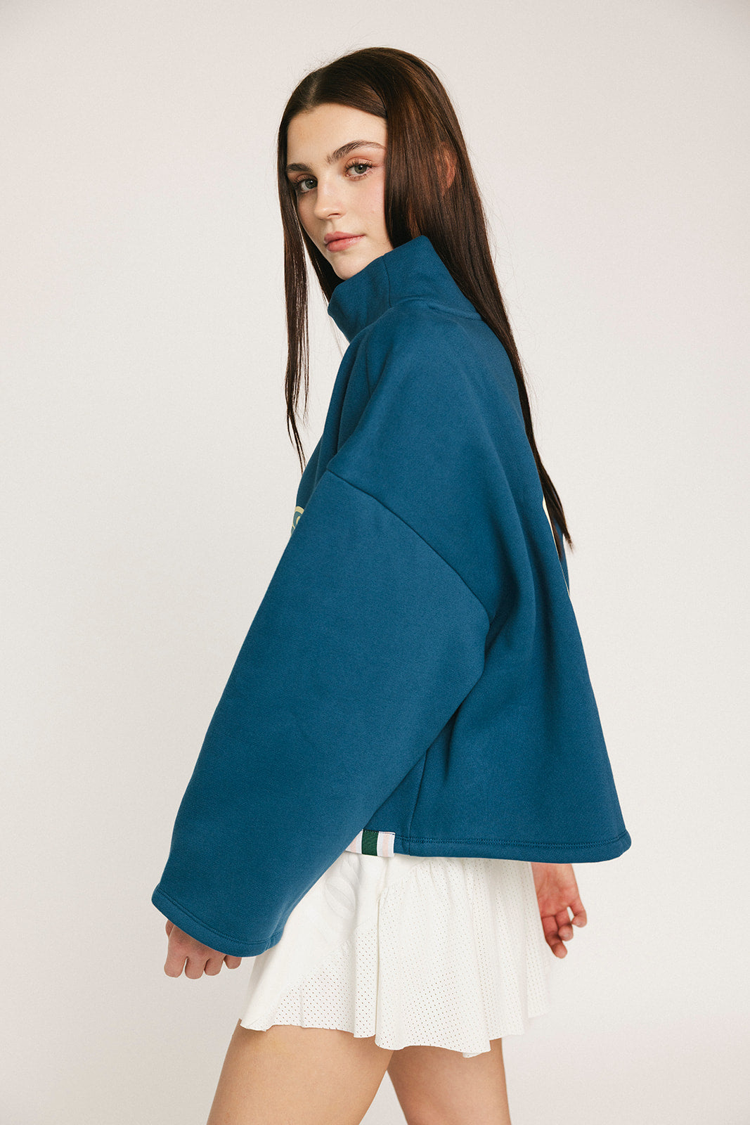 Diana Mock Neck Sweatshirt - Girls Is Players Too Indigo – foreall.com