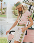 Confidence Cardigan - Pink/White Checkered