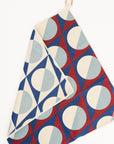 Geometric patterned towel with a hook with a white background