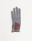 Fore All golf glove with a merlot retro patterned design on a white background