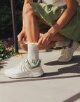 Maude Ruffle Sock - Putting Green/White Chevron