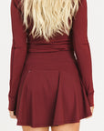 Merlot Marie long-sleeve top and Manhattan skirt on a white background