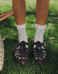 Maude Ruffle Sock - Black/White Chevron