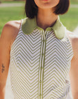 Barbie Top - Putting Green/White Chevron