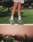 Maude Ruffle Sock - Putting Green/White Chevron