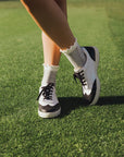 Maude Ruffle Sock - Black/White Chevron