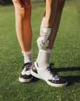 Maude Ruffle Sock - Black/White Chevron