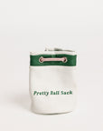 White 'Pretty Ball Sack' with green trim on a light gray background