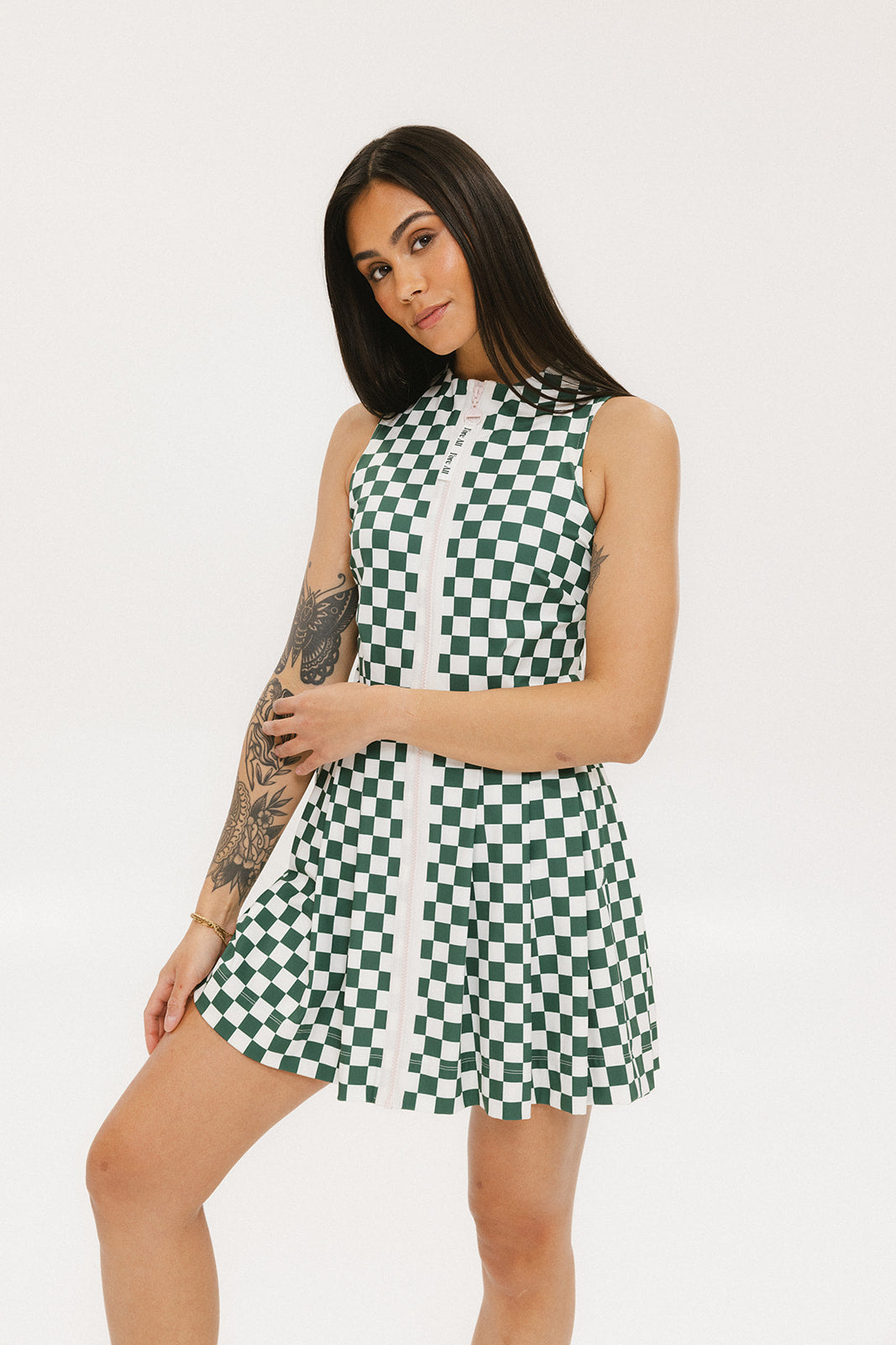 green gingham golf dress Cabana Life - Basketweave Short Sleeve Sport Dress - Gold main image 0
