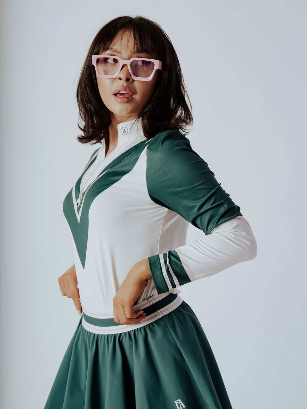 Micky Quarter Zip - Green & Pink – foreall.com