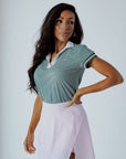 Club Angie Polo - Green/White Stripes