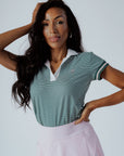 Club Angie Polo - Green/White Stripes