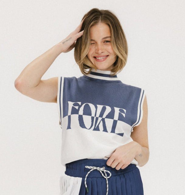 Fore Sleeveless Sweater - Indigo/White