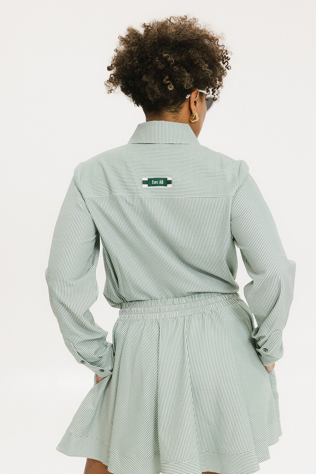 Victoria Button Up - Green Stripe – foreall.com