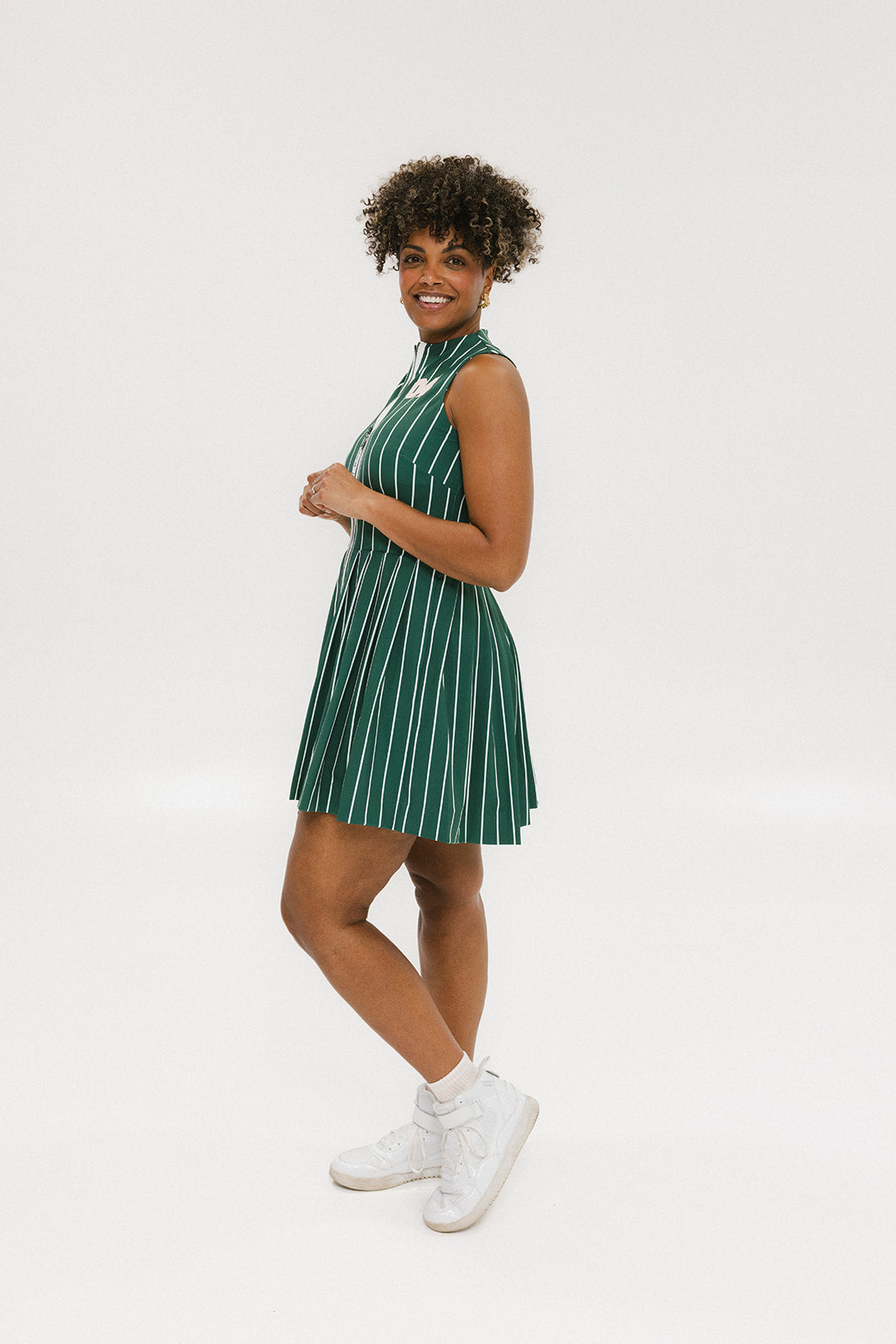 Fore All Women's Pinstripe Green Erin Dress, Small